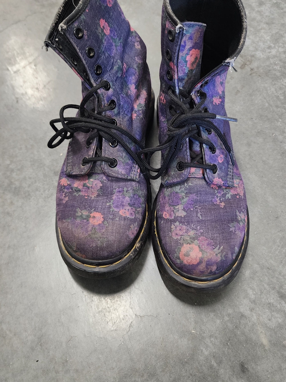 Dr. Martens Women's Purple Floral Lace-Up Boots - Picture 2 of 6